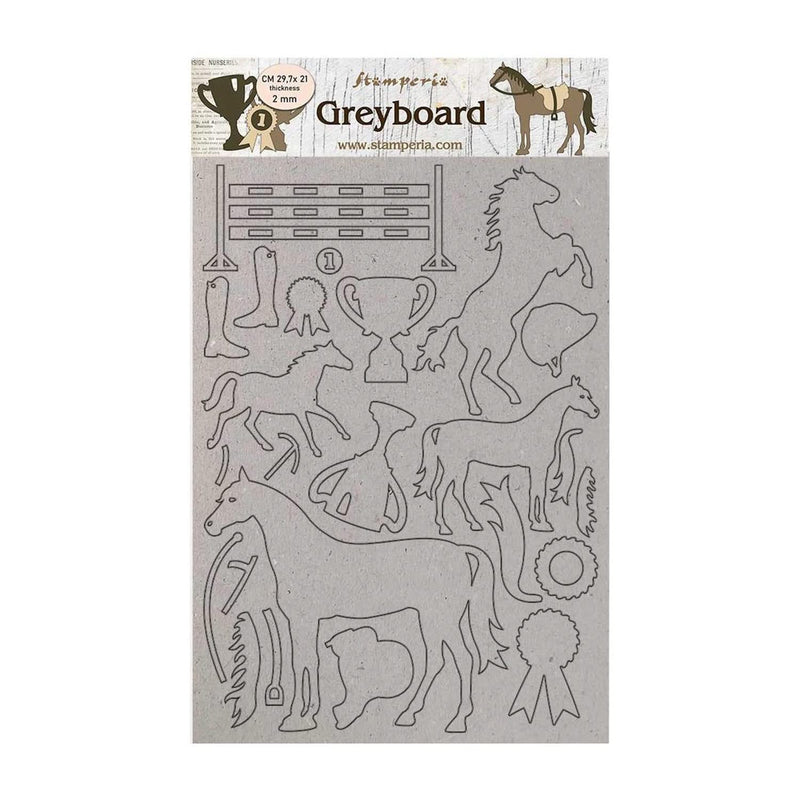 Stamperia Greyboard Cut-Outs A4 2mm Thick Trophy, Romantic Horses*