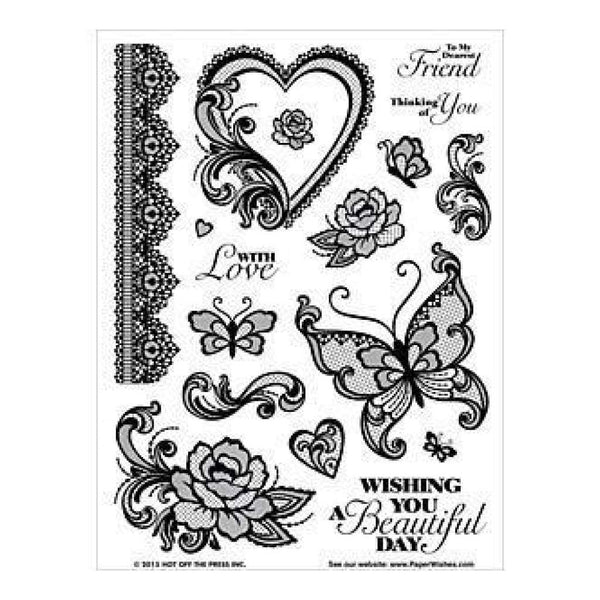 Hot Off The Press Acrylic Stamps 6Inchx8inch Sheet Lacy Things