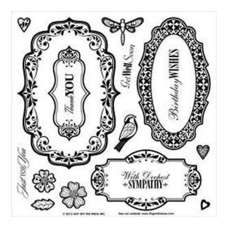Hot Off The Press Acrylic Stamps 8Inchx8inch Sheet Labels & Trim