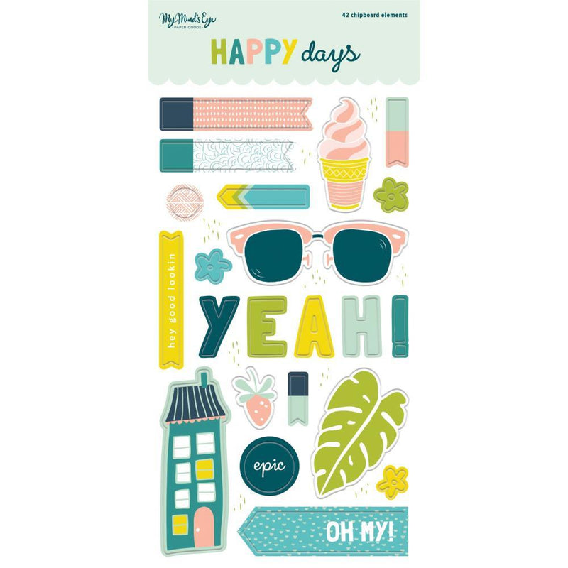My Minds Eye - Happy Days Chipboard Elements 6inch X12inch 2 pack