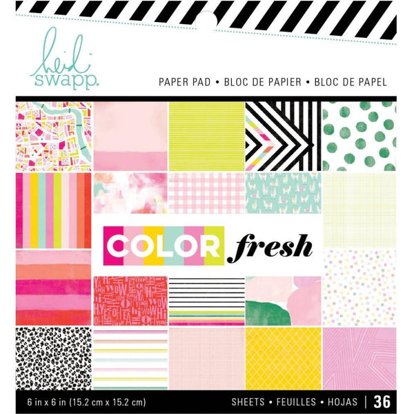 Heidi Swapp Single-Sided Paper Pad 6 inch X6 inch 36 pack Colour Fresh, 24 Designs