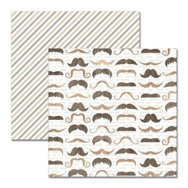 Teresa Collins - He Said She Said Collection - 12 x 12 Double Sided Paper - Mustache