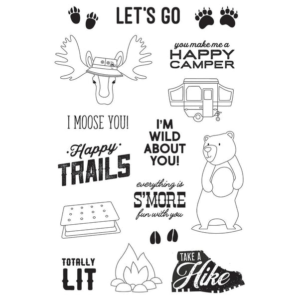 Simple Stories - Happy Trails -  Photopolymer Clear Stamps Let's Go - 4 inch x 6 inch