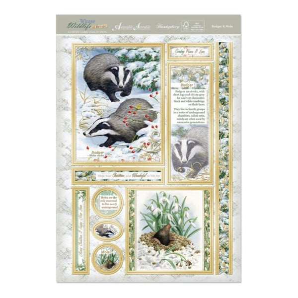 Hunkydory Winter Wildlife A4 Topper Set Badger & Mole