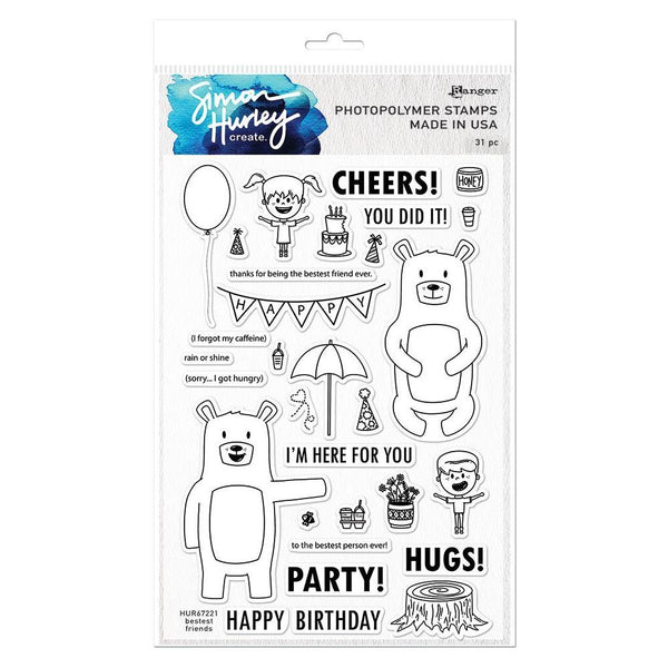 Simon Hurley Create - Cling Stamps 6 inch X9 inch - Bestest Friends