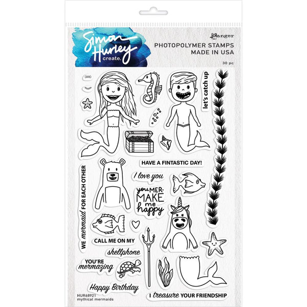 Simon Hurley create. - Cling Stamps 6 inch X9 inch - Mythical Mermaids