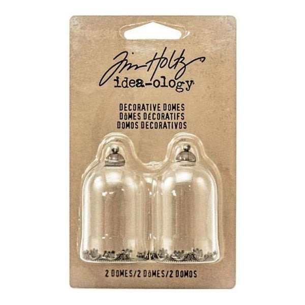 Idea-Ology Decorative Glass Domes 2 Pack  Clear  With Antique Brass 1 Inch X1.75 Inch