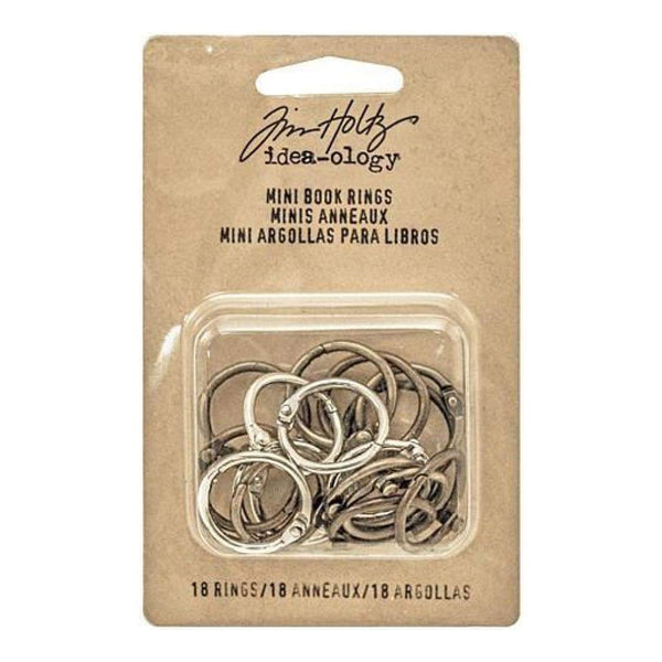 Idea-Ology Mini Book Rings .75 Inch  18 Pack  Silver Antique Brass & Antique Copper