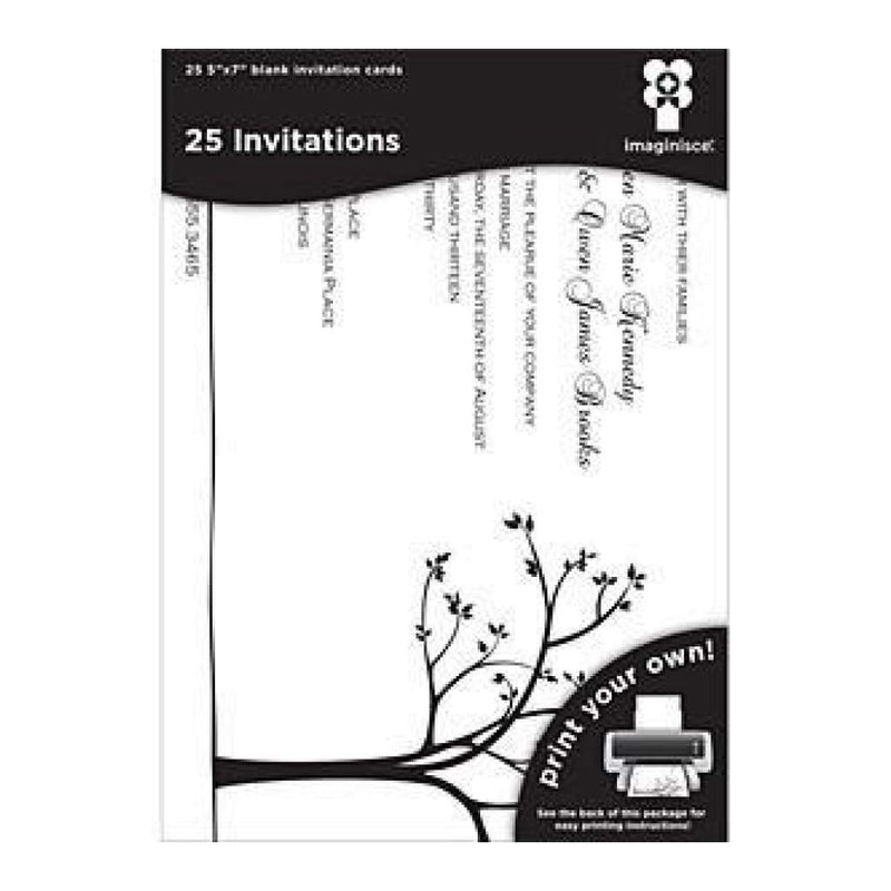 Imaginisce - Black Ice Laser Printable Invitations 5X7 - Tree Line