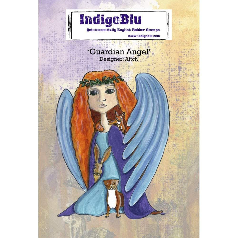 IndigoBlu Cling Mounted Stamp 5 inchX4 inch Guardian Angel