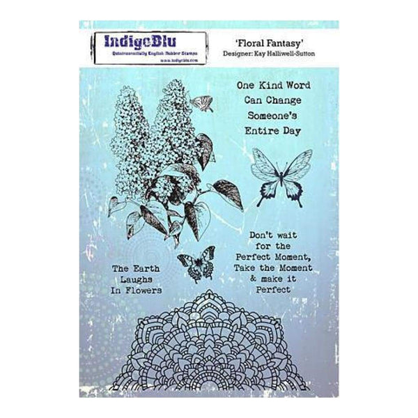 Indigoblu Cling Mounted Stamp 8 Inch X5.5 Inch  Floral Fancy