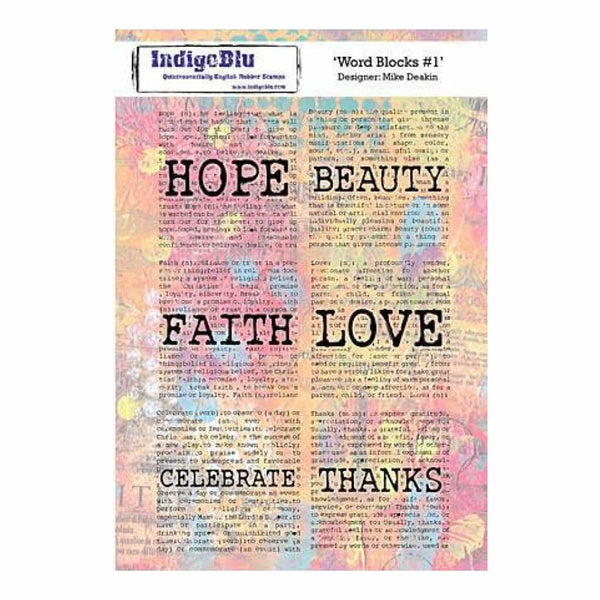 Indigoblu Cling Mounted Stamp 8 Inch X5.5 Inch  Word Blocks