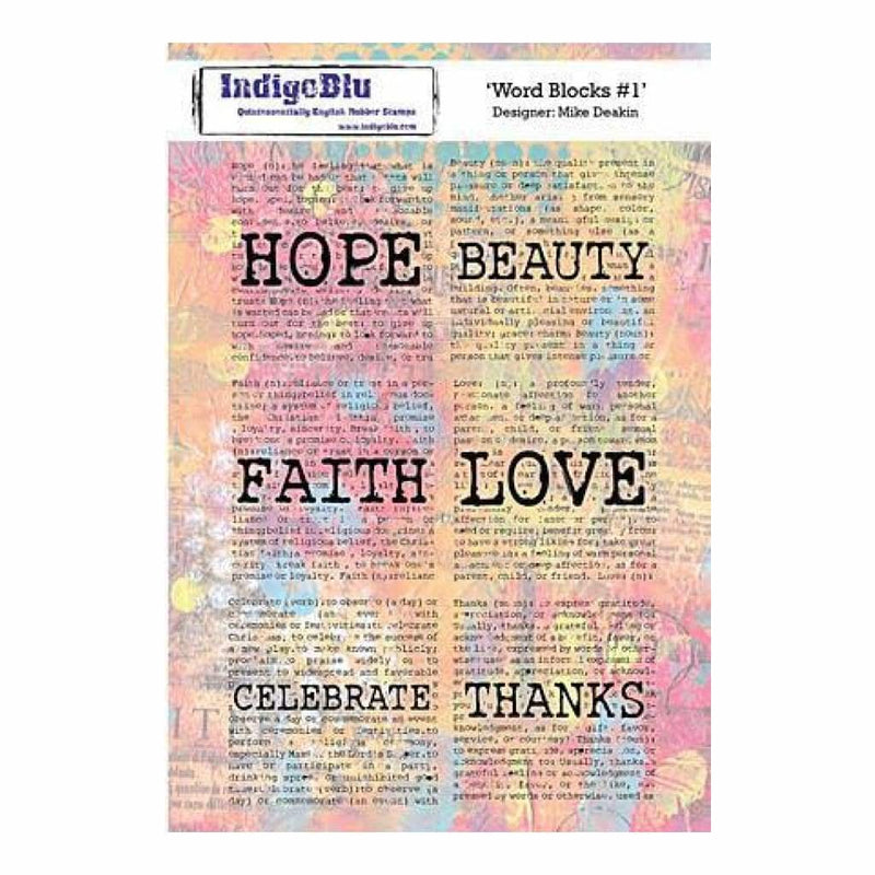 Indigoblu Cling Mounted Stamp 8 Inch X5.5 Inch  Word Blocks