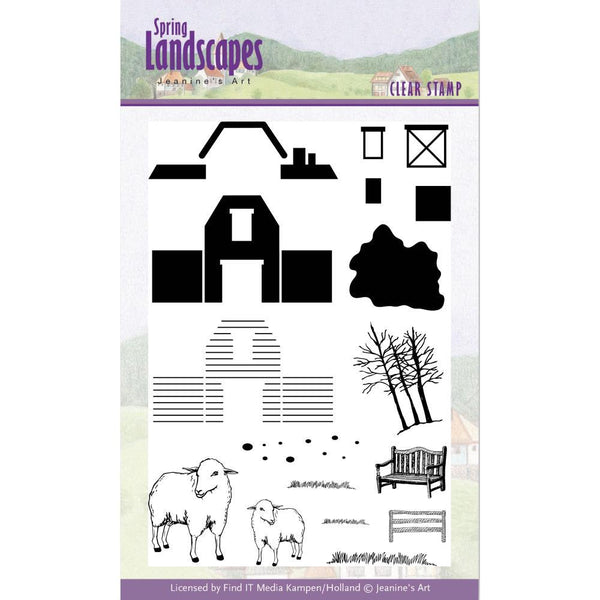 Find It Trading Jeanines Art Clear Stamps Spring Landscapes Farm