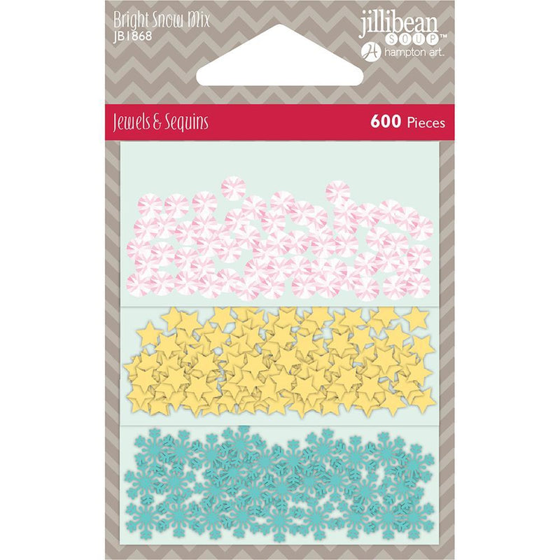 Jillibean Soup Shaker Card Sequin Pack - Bright Snow Mix, 600 pack