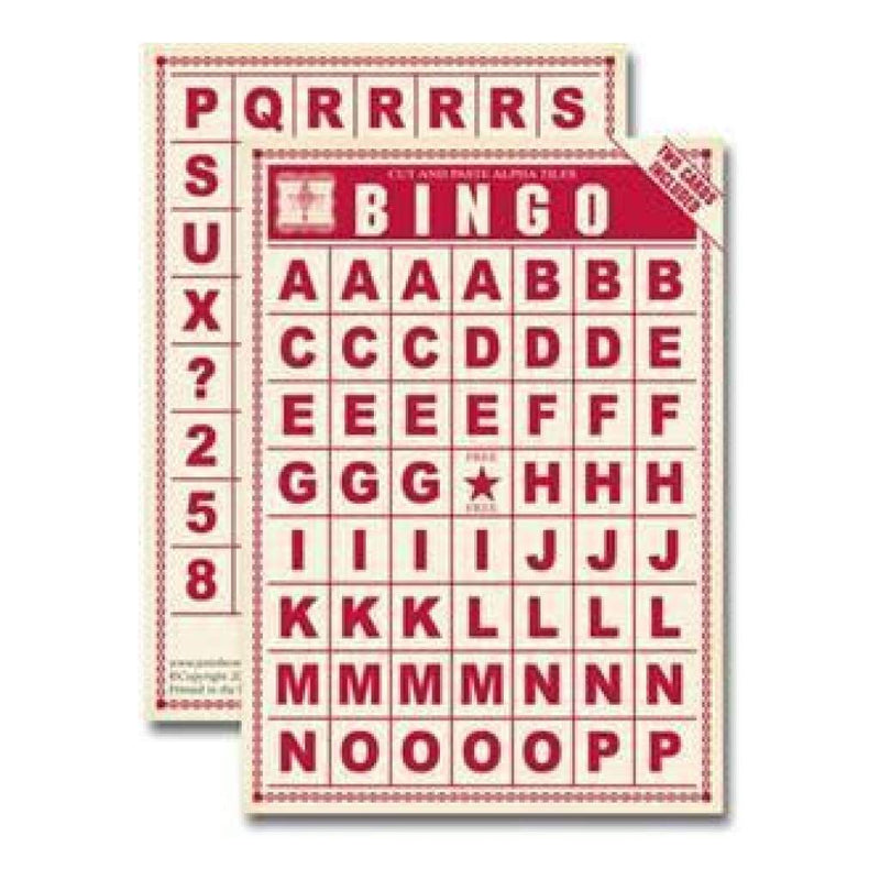 Jenni Bowlin - Bingo Cards - Alpha Tiles - Red 2 Sheets Per Pack