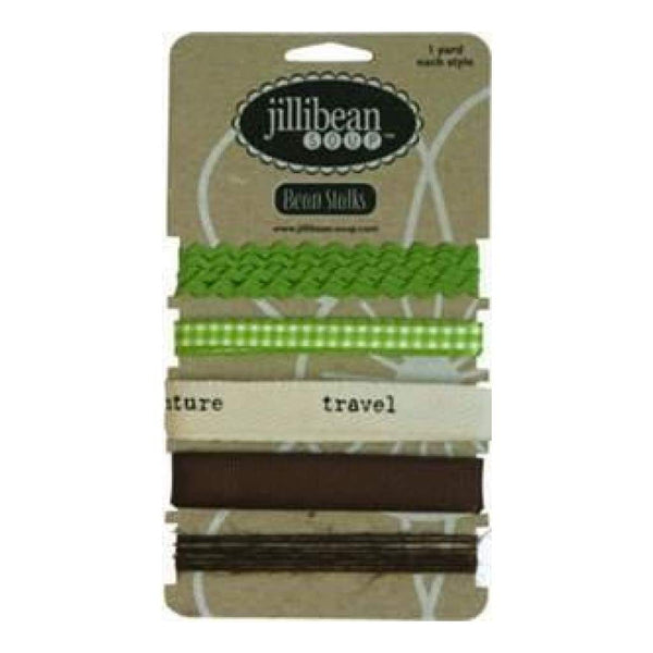 Jillibean-Soup - Bean Stalks Ribbon - Green/Brown Ribbon 1Yd Each