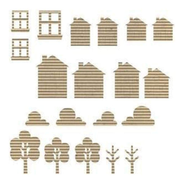Jillibean Soup - Corrugated Shapes - Houses 20Pc - Kraft
