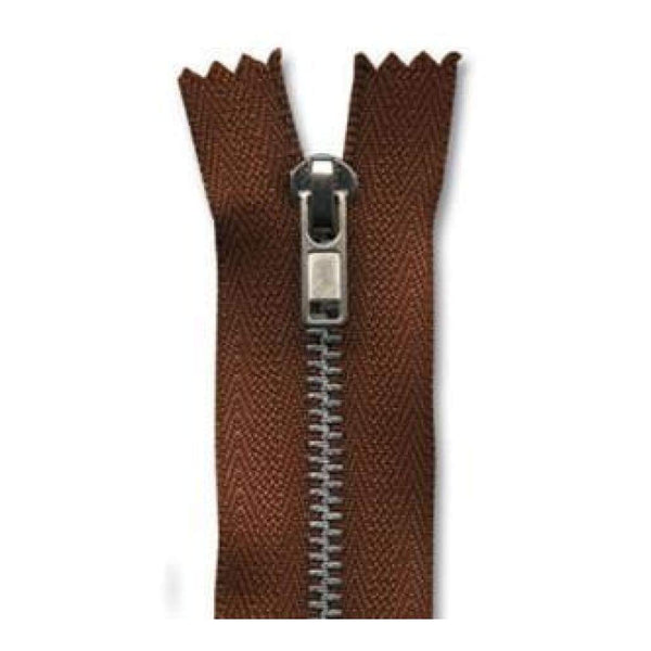 Junkitz - 12 Inches  Brown Metal Zipper