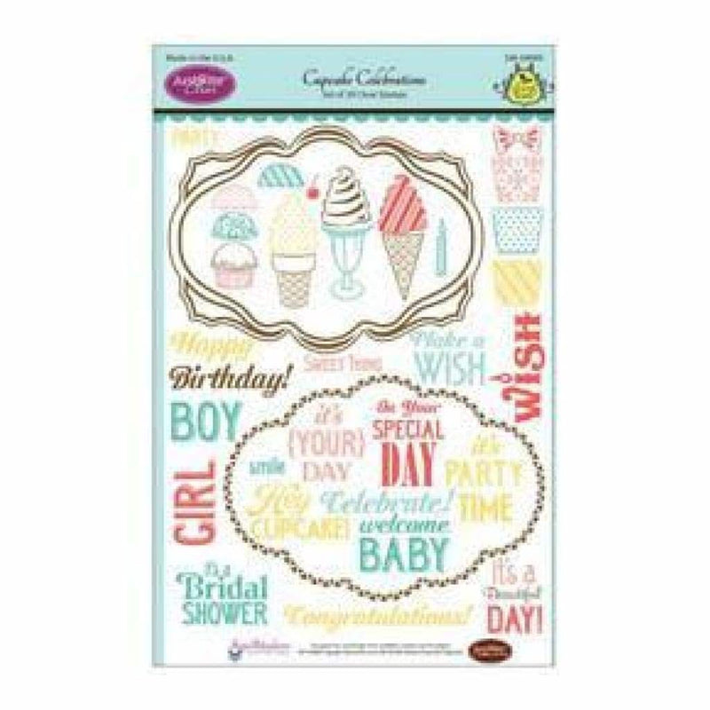 Justrite Papercraft Clear Stamp Set 6X8 - Cupcake Celebrations 39 Piece