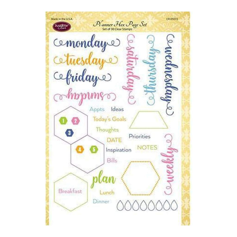 Justrite Papercraft Clear Stamps 6In. X8in. Planner Hex Page