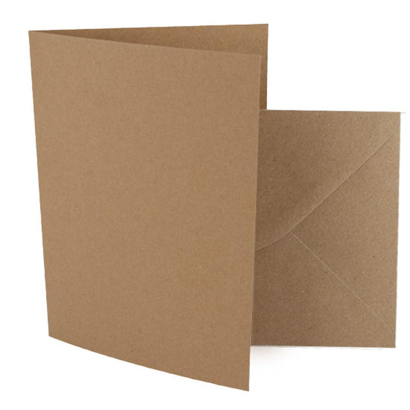 Poppy Crafts 5x7in 300gsm Cards and Envelopes - Brown Kraft -  Pack of 10