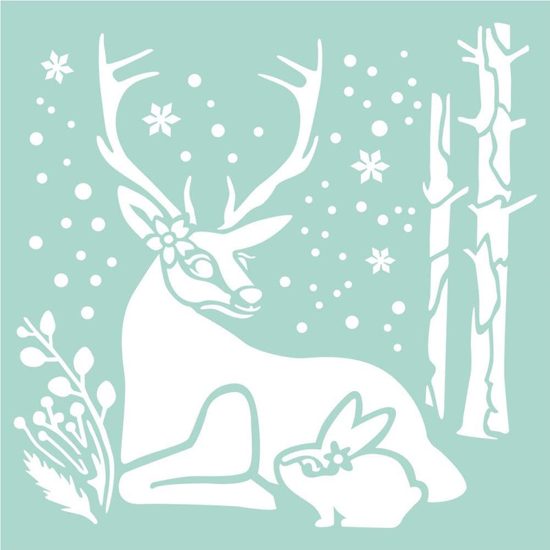 Stamperia Stencil - 7.08 inch X7.08 inch - Reindeer & Rabbit By Johanna Rivero