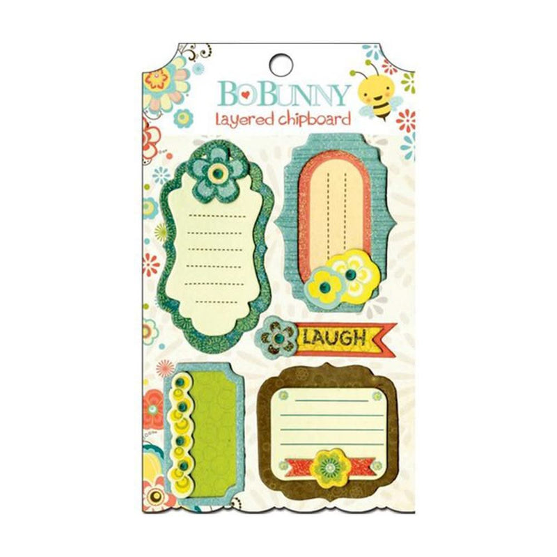 Bo Bunny - Hello Sunshine Collection - Layered Chipboard Stickers with Glitter and Jewel Accents