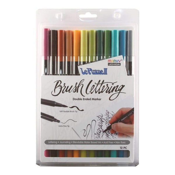 Le Plume II Double-Ended Brush Lettering Marker Set 12 pack Natural