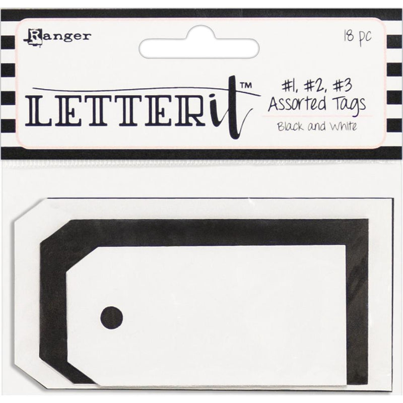 Ranger Letter It Tag Assortment 18/Pkg 3 Each Of #1, #2 & #3 Black & White*