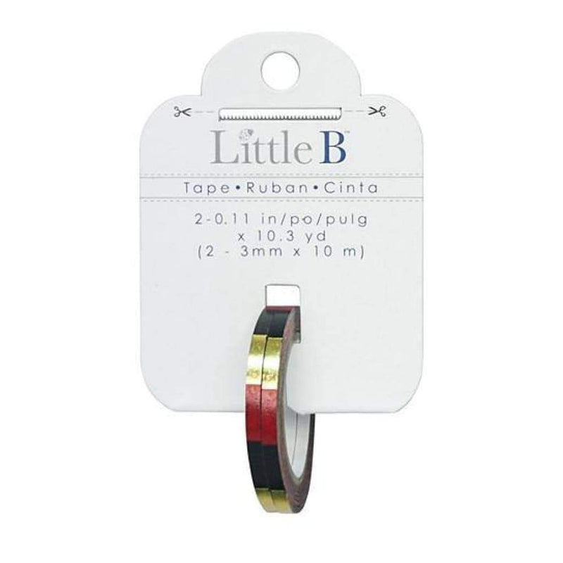 Little B Decorative Foil Tape 3Mmx10m Red Black Gold Squares