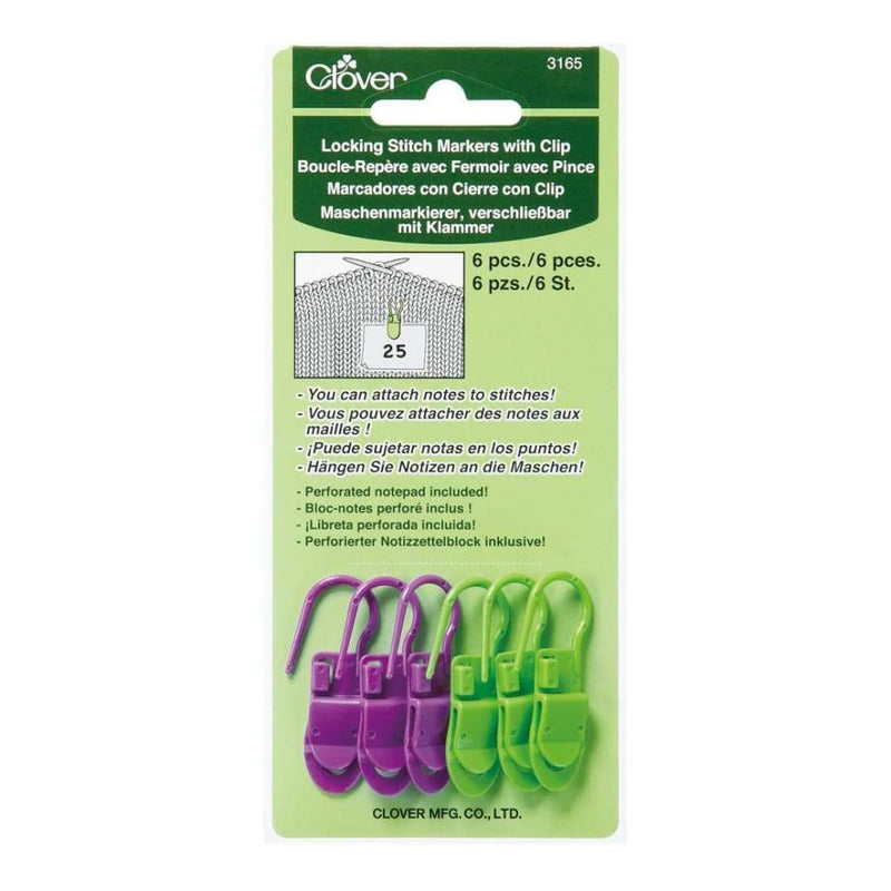 Locking Stitch Markers with Clips 6 pack