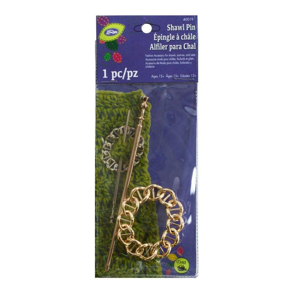 LoRan Metal Shawl Pin Gold Oval Chain