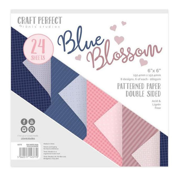 Craft Perfect Luxury Embossed Cardstock 6inch X6inch 24 pack - Blue Blossom