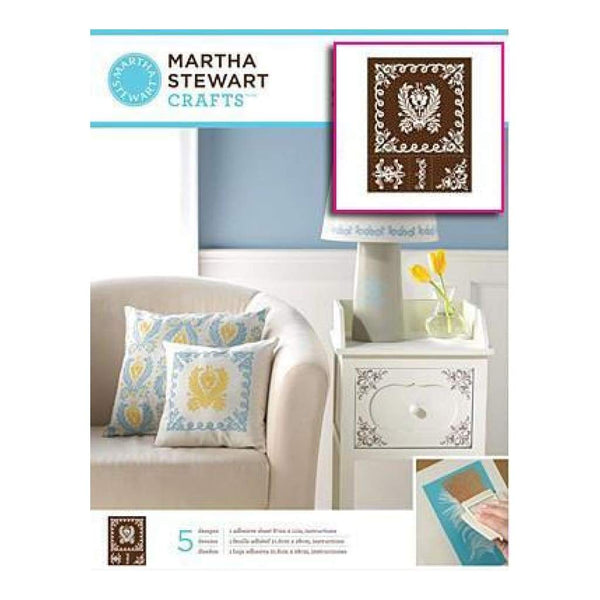 Martha Stewart Adhesive Silkscreen Damask 8.5Inch X11inch  5 Designs