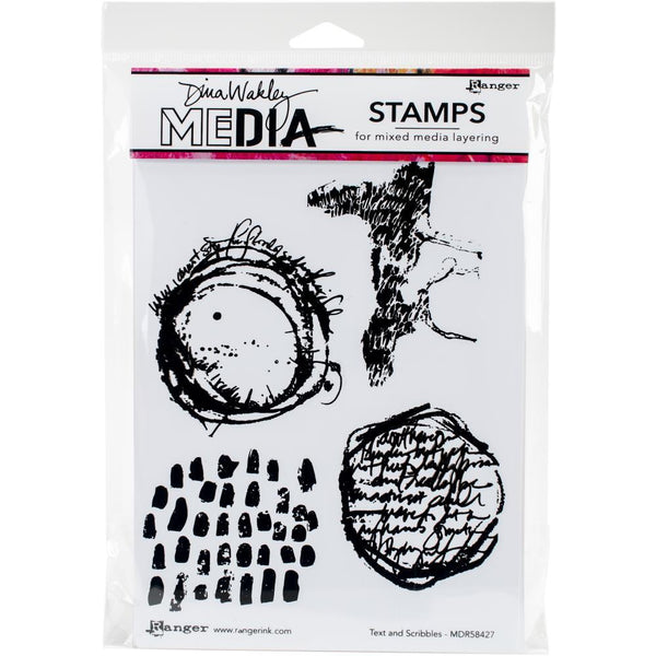 Dina Wakley Media Cling Stamps 6 inch X9 inch Text & Scribbles