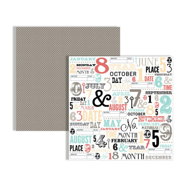 Teresa Collins - Memories Collection - 12 x 12 Double Sided Paper - Subway Calendar