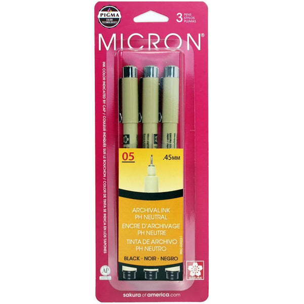 Pigma-Micron Pens - .45mm 3 pack - Black