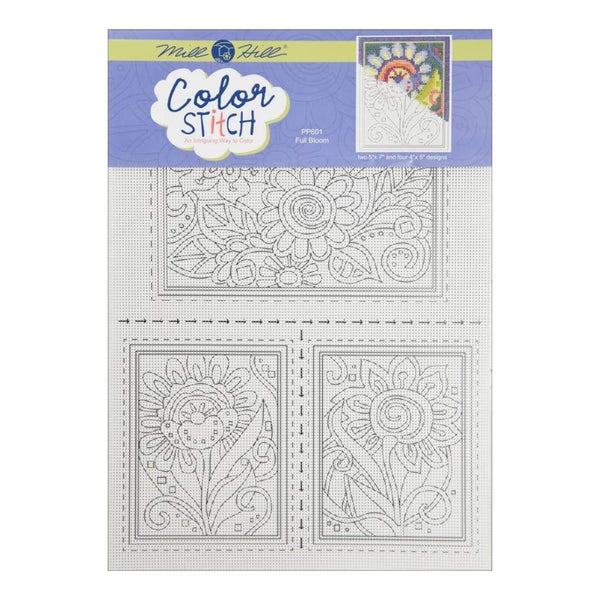 Mill Hill Painted Perforated Paper (2) 5 inch X7 inch (4) 4 inch X5 inch 6 pack Full Bloom (14 Count)