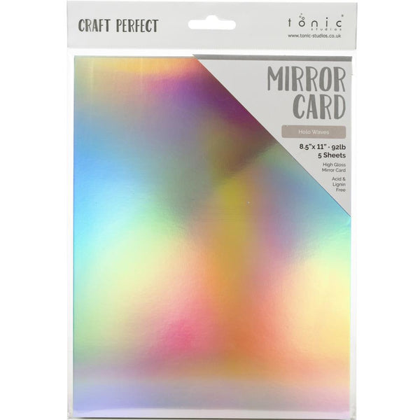 Tonic Studio - Craft Perfect Mirror Cardstock 92lb 8.5 inch X11 inch 5 pack - Holo Waves