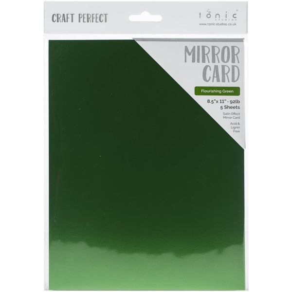 Tonic Studio - Craft Perfect Mirror Cardstock 92lb 8.5 inch X11 inch 5 pack - Flourishing Green