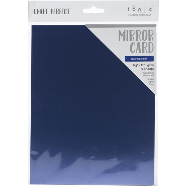 Tonic Studios - Craft Perfect - Mirror Cardstock 92lb 8.5 inch X11 inch 5 pack - Blue Obsidian