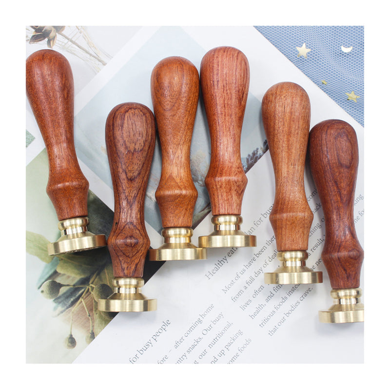 Poppy Crafts Wax Seal Stamp Set Brass Head 6pcs, Wooden Handle