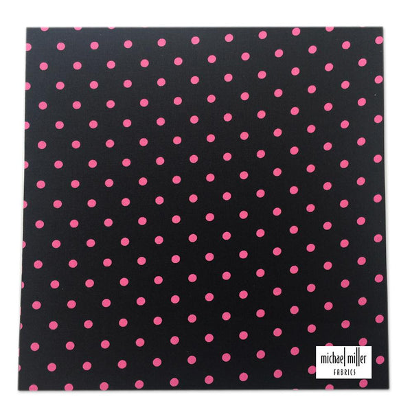 Michael Miller Memories - Ooh La Dot Black-Pink 12x12 fabric paper (pack of 5)