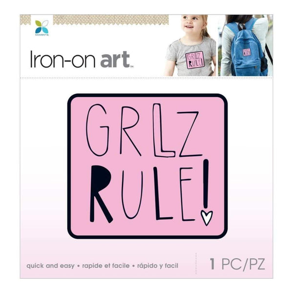 Momenta Iron On Applique Girlz Rule, Pink