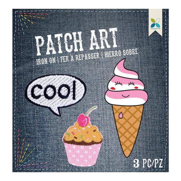 Momenta Iron On Embroidered Applique Cool, Cupcake & Ice Cream 3 pack