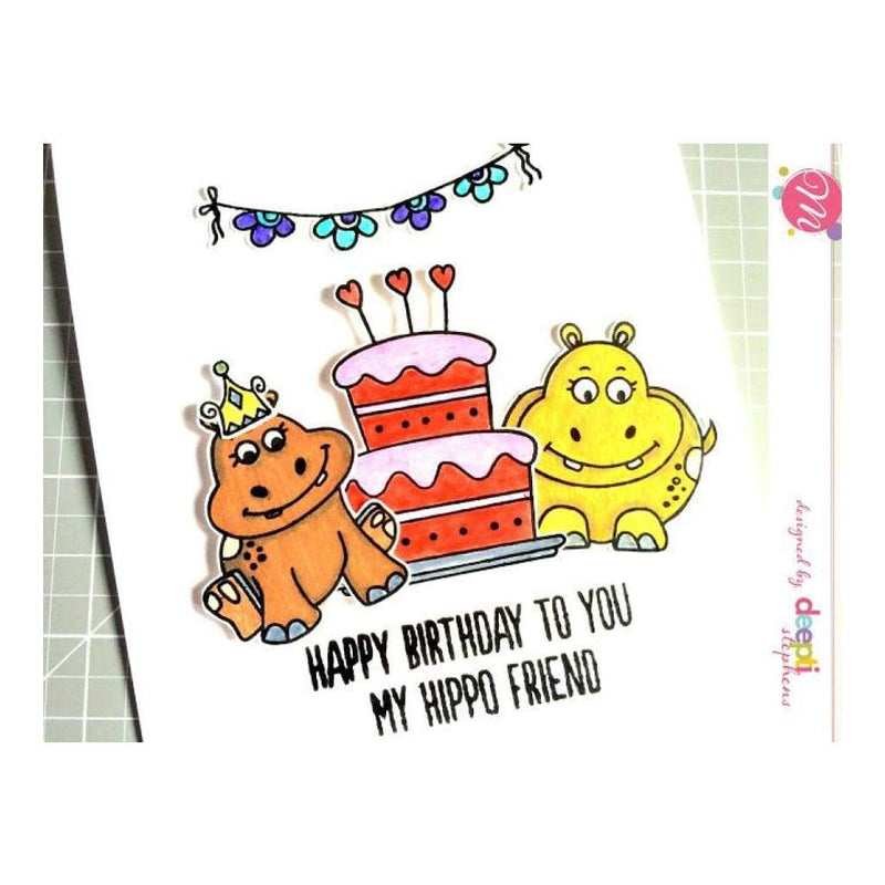 Mudra Hip Hip Hippo 6 inch x 4 inch Stamp Set*