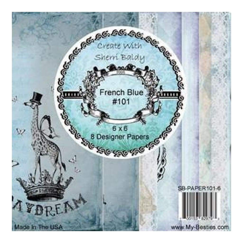 My Besties 6Inch X6inch  Single Sided Paper 8 Sheets Pack  French Blue