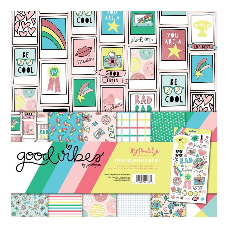 My Minds Eye Paper & Accessories Kit 12 inch X12 inch Good Vibes