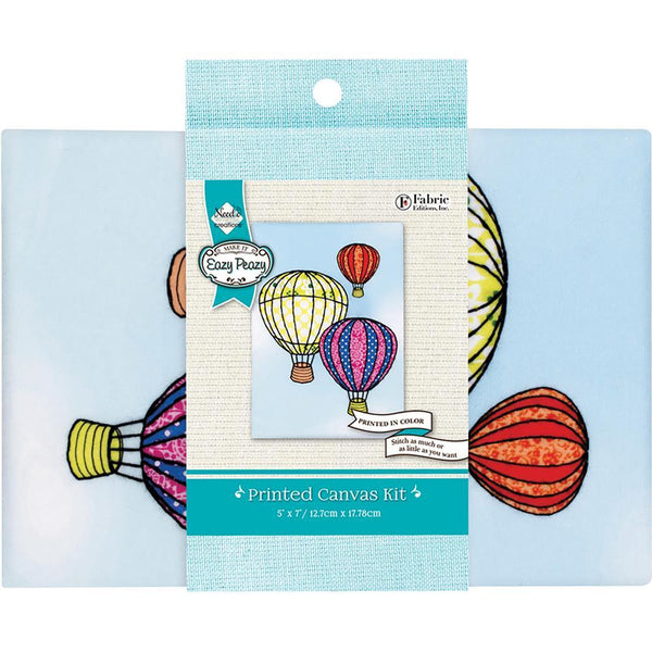 Needle Creations Easy Peasy Embroidery Kit 5inch X7inch Balloons Stamped On Canvas